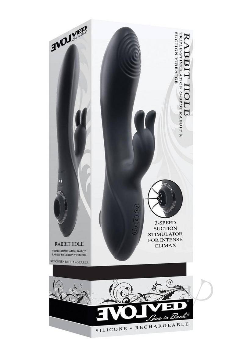 Rabbit Hole Rechargeable Silicone Triple Vibrator - Black - Chambre Rouge