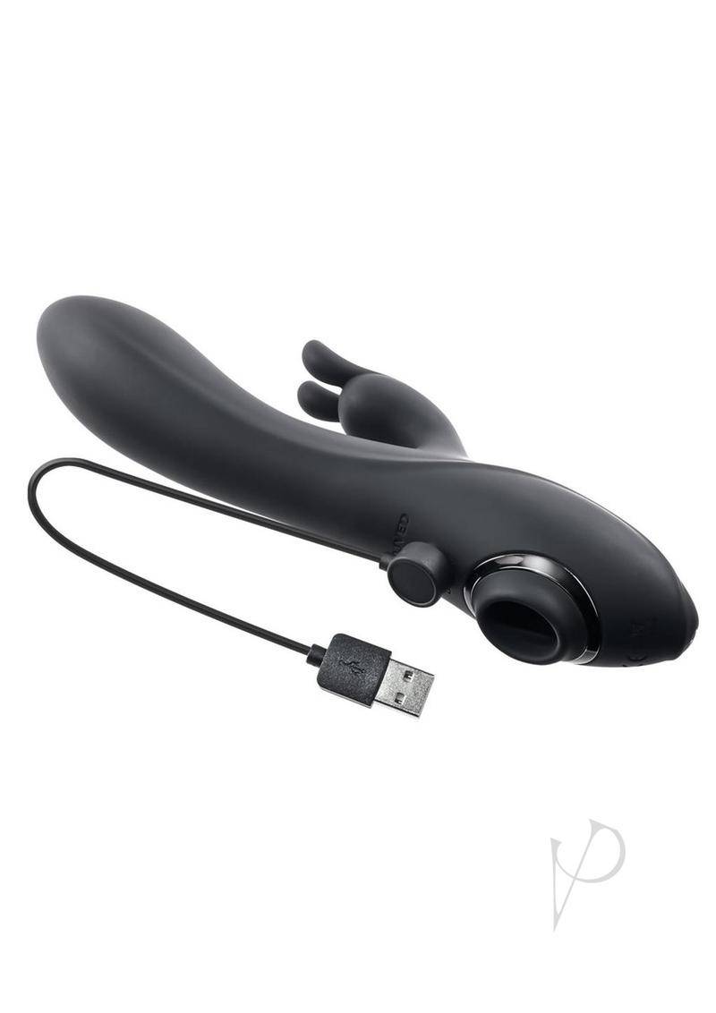 Rabbit Hole Rechargeable Silicone Triple Vibrator - Black - Chambre Rouge