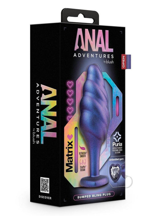 Anal Adventuers Matrix Bumped Bling Silicone Plug - Sapphire - Chambre Rouge