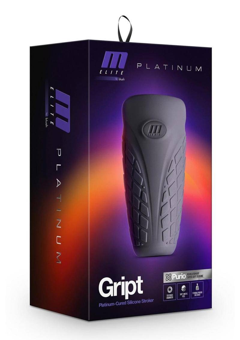 M Elite Platinum Gript Silicone Dual End Masturbator - Black - Chambre Rouge