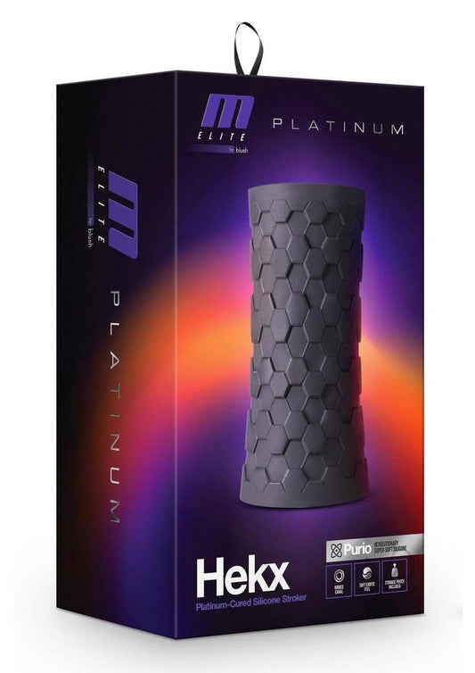 M Elite Platinum Hekx Silicone Dual End Masturbator - Black - Chambre Rouge