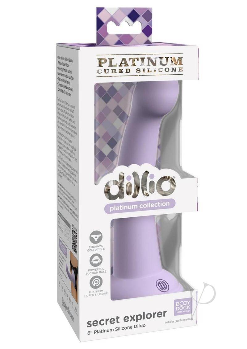 Dillio Platinum Secret Explorer Silicone Dildo 6in - Lavender - Chambre Rouge