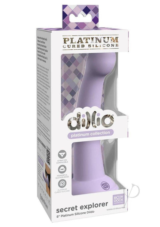 Dillio Platinum Secret Explorer Silicone Dildo 6in - Lavender - Chambre Rouge