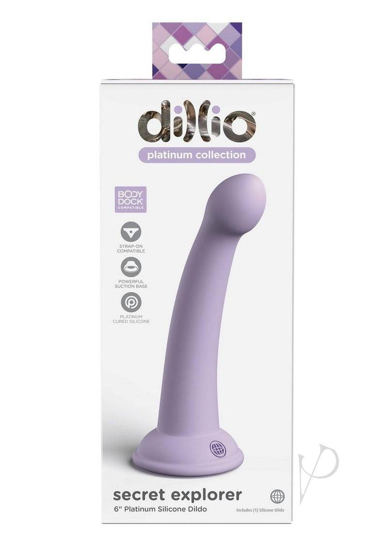 Dillio Platinum Secret Explorer Silicone Dildo 6in - Lavender - Chambre Rouge