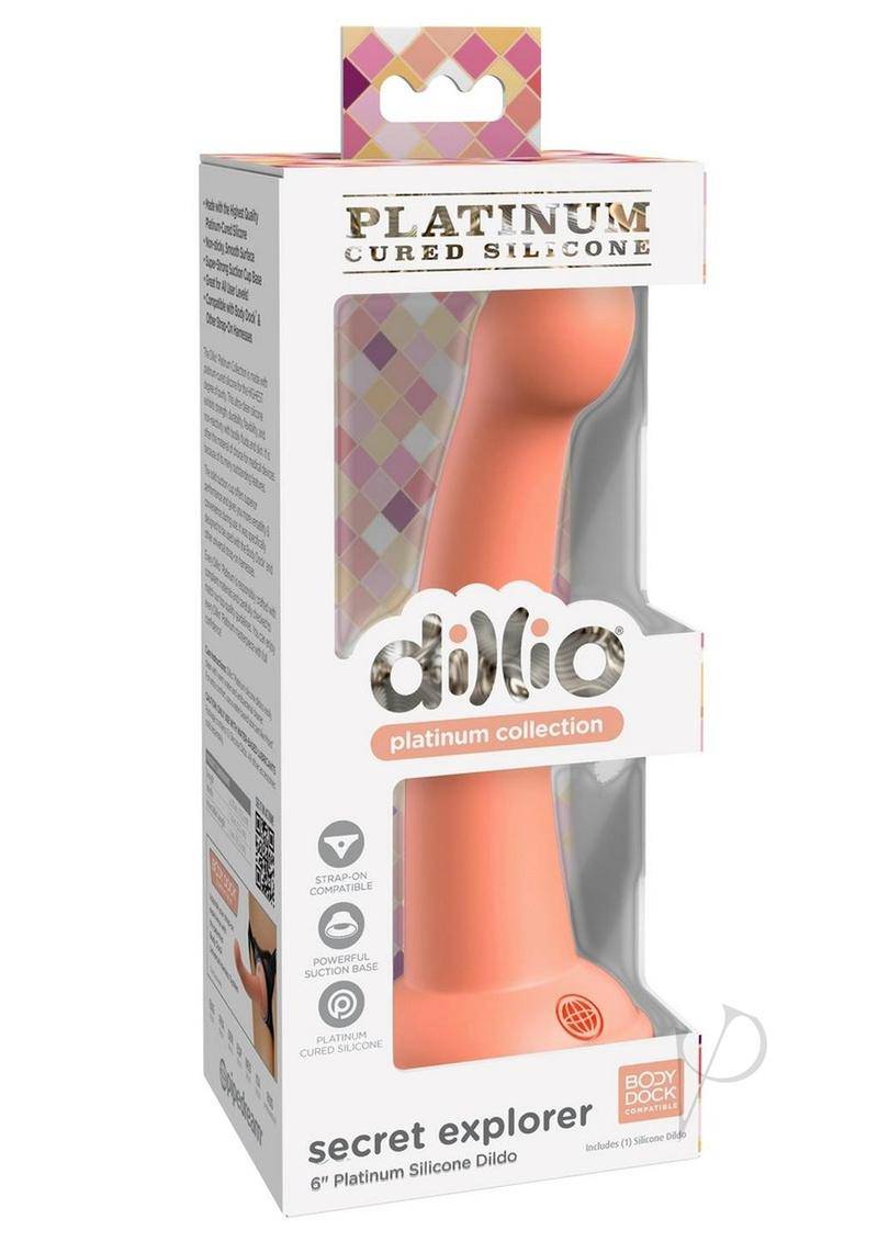 Dillio Platinum Secret Explorer Silicone Dildo 6in - Orange - Chambre Rouge