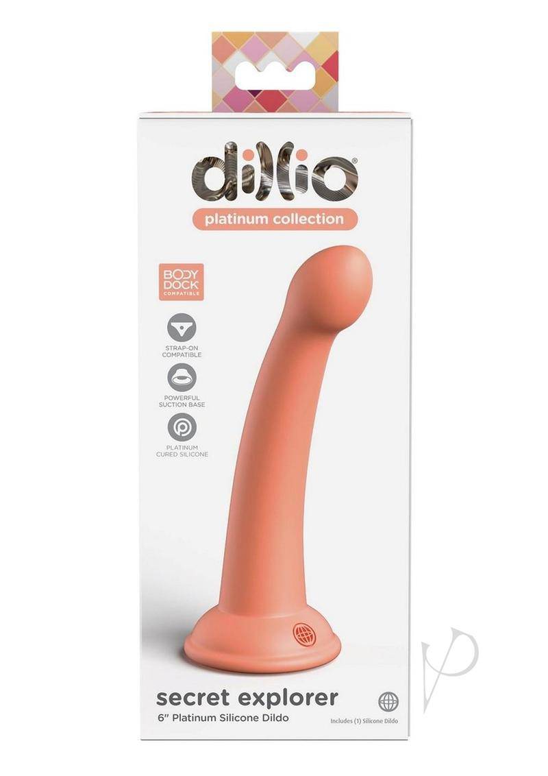 Dillio Platinum Secret Explorer Silicone Dildo 6in - Orange - Chambre Rouge