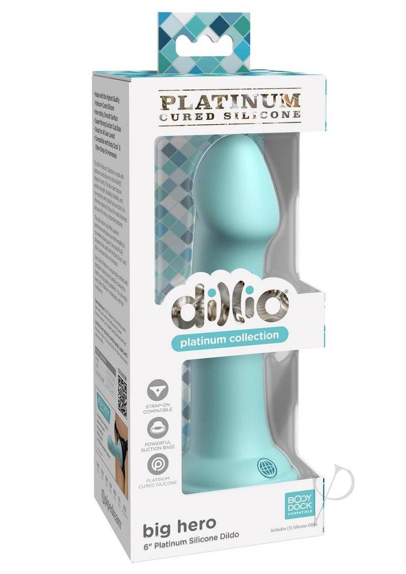 Dillio Platinum Big Hero Silicone Dildo 6in - Teal - Chambre Rouge