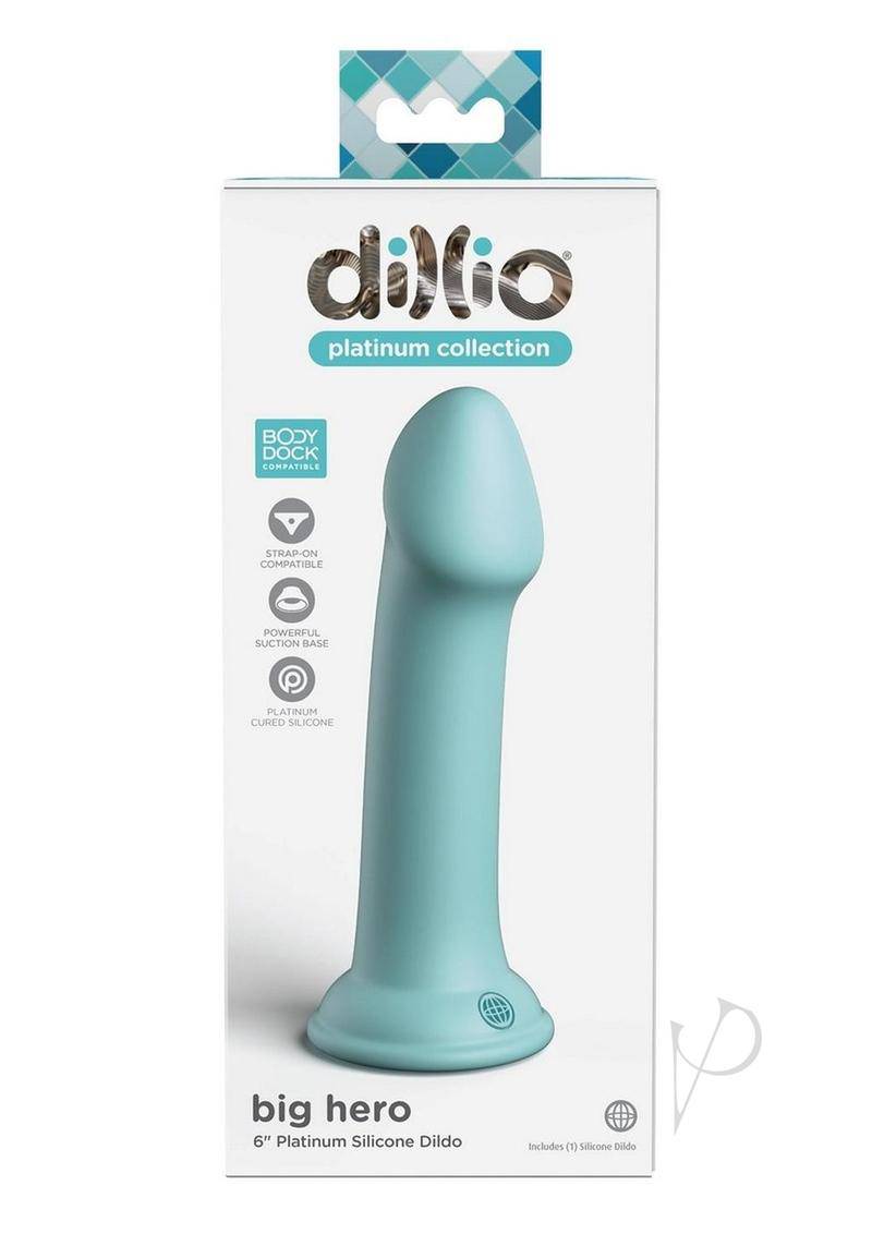 Dillio Platinum Big Hero Silicone Dildo 6in - Teal - Chambre Rouge