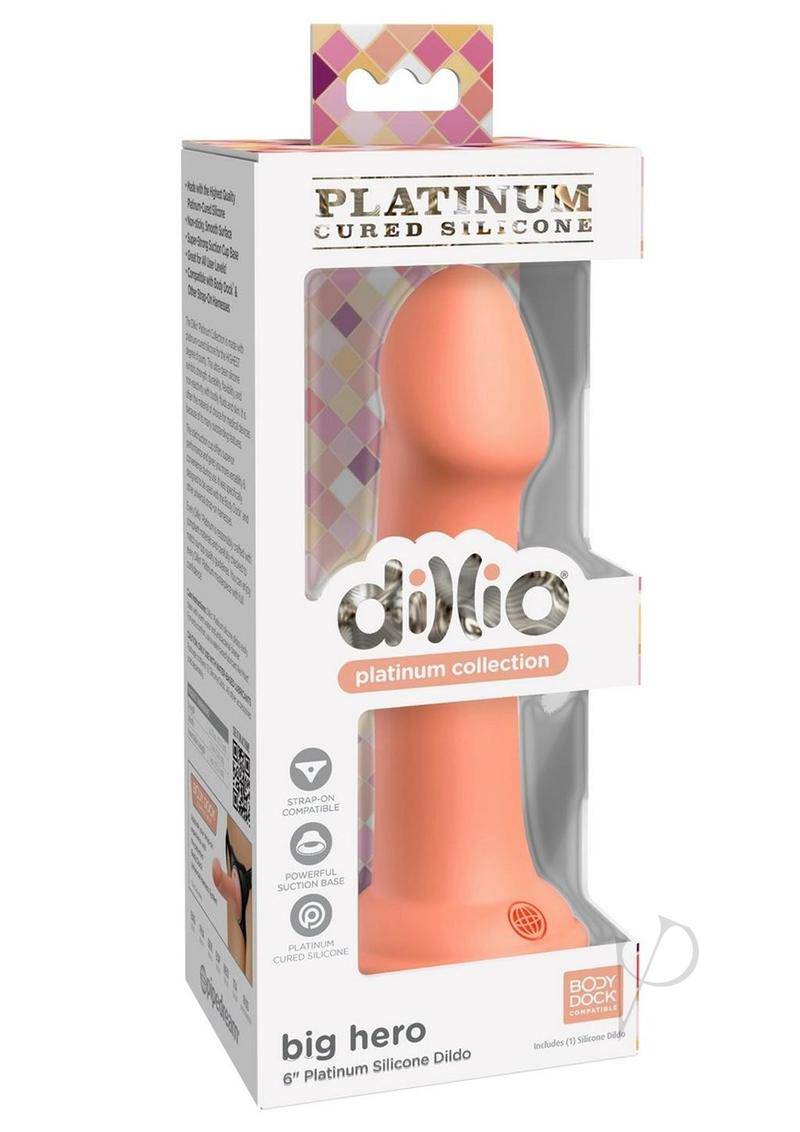 Dillio Platinum Big Hero Silicone Dildo 6in - Orange - Chambre Rouge