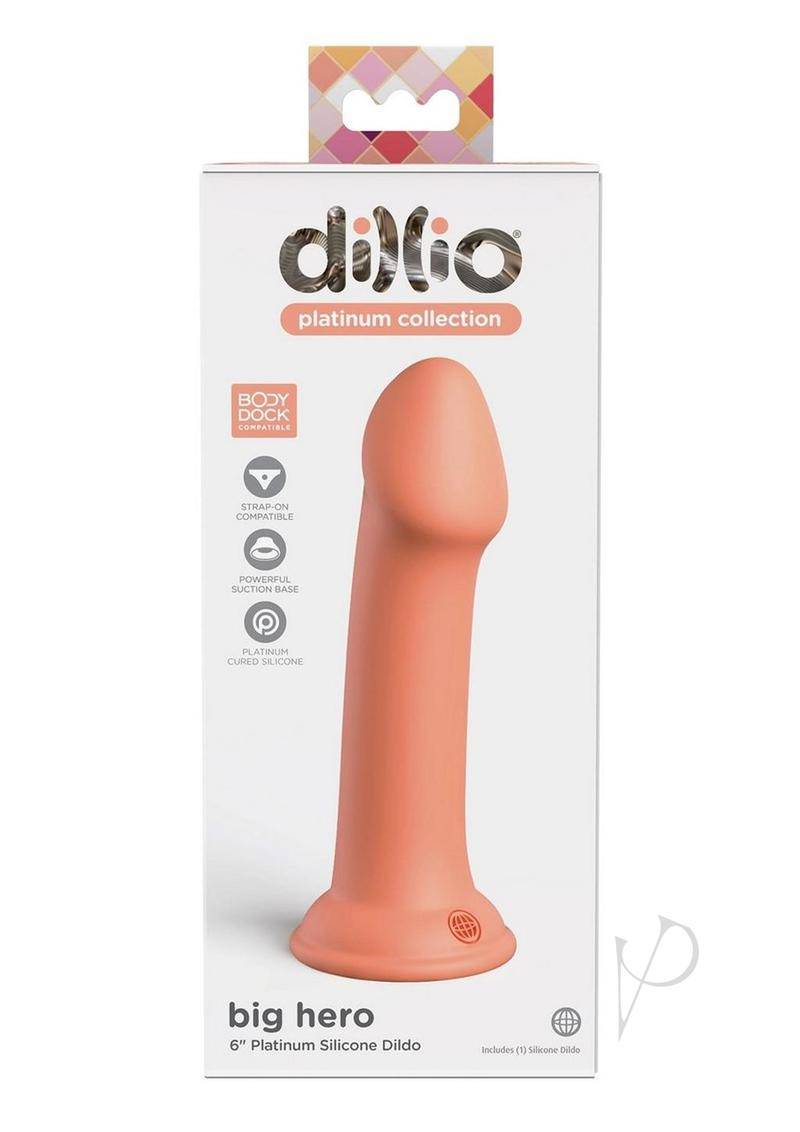 Dillio Platinum Big Hero Silicone Dildo 6in - Orange - Chambre Rouge