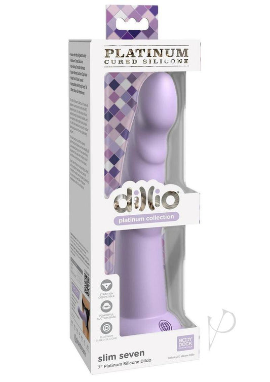 Dillio Platinum Slim Seven Silicone Dildo 7in - Lavender - Chambre Rouge