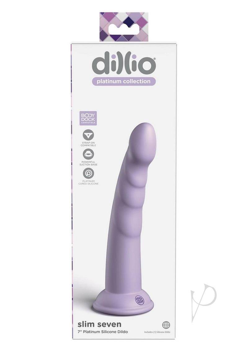 Dillio Platinum Slim Seven Silicone Dildo 7in - Lavender - Chambre Rouge