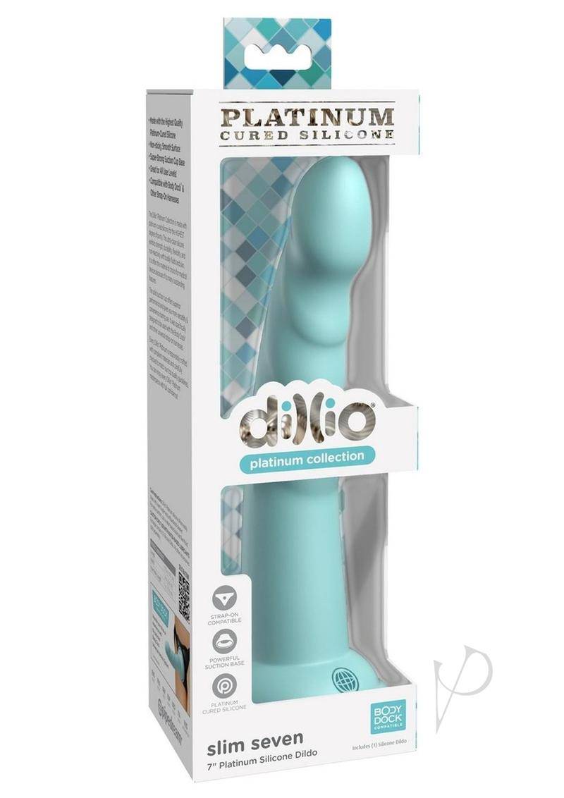 Dillio Platinum Slim Seven Silicone Dildo 7in - Teal - Chambre Rouge