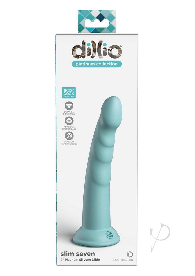 Dillio Platinum Slim Seven Silicone Dildo 7in - Teal - Chambre Rouge