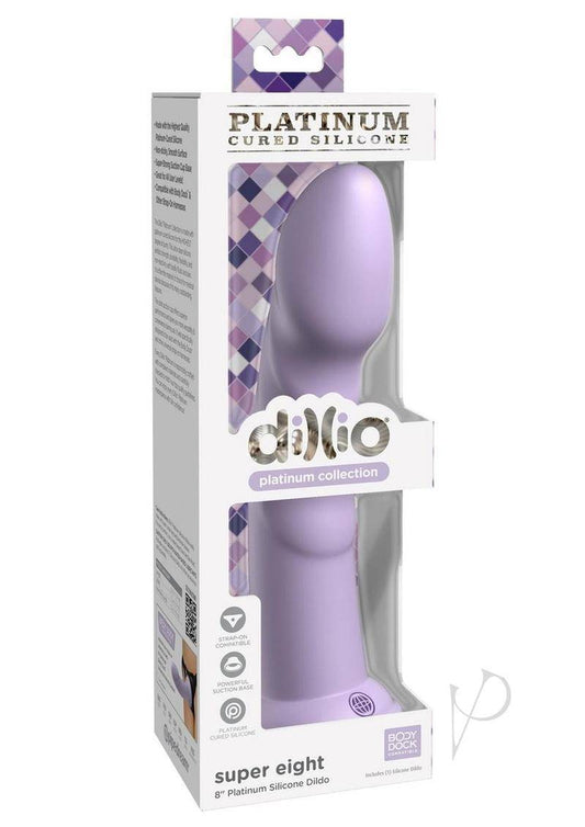 Dillio Platinum Super Eight Silicone Dildo 8in - Lavender - Chambre Rouge