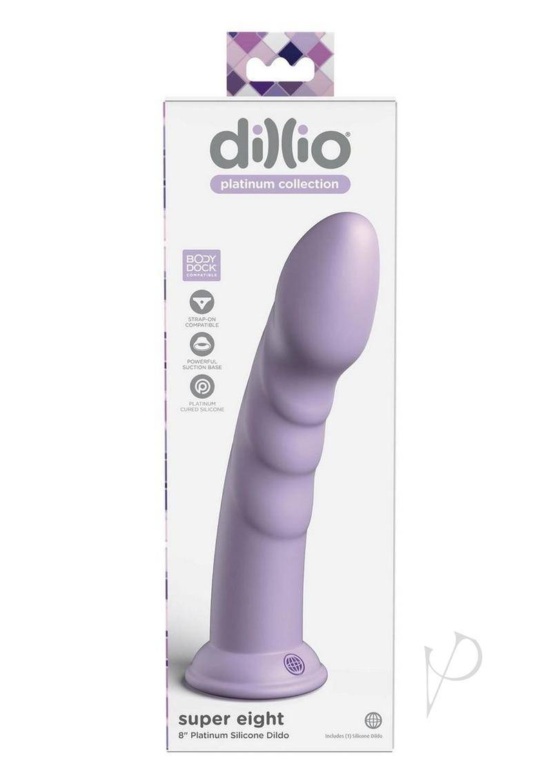 Dillio Platinum Super Eight Silicone Dildo 8in - Lavender - Chambre Rouge