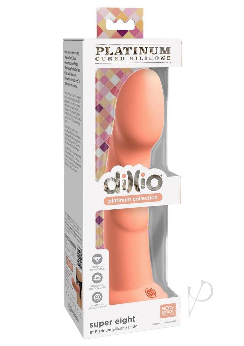 Dillio Platinum Super Eight Silicone Dildo 8in - Orange - Chambre Rouge