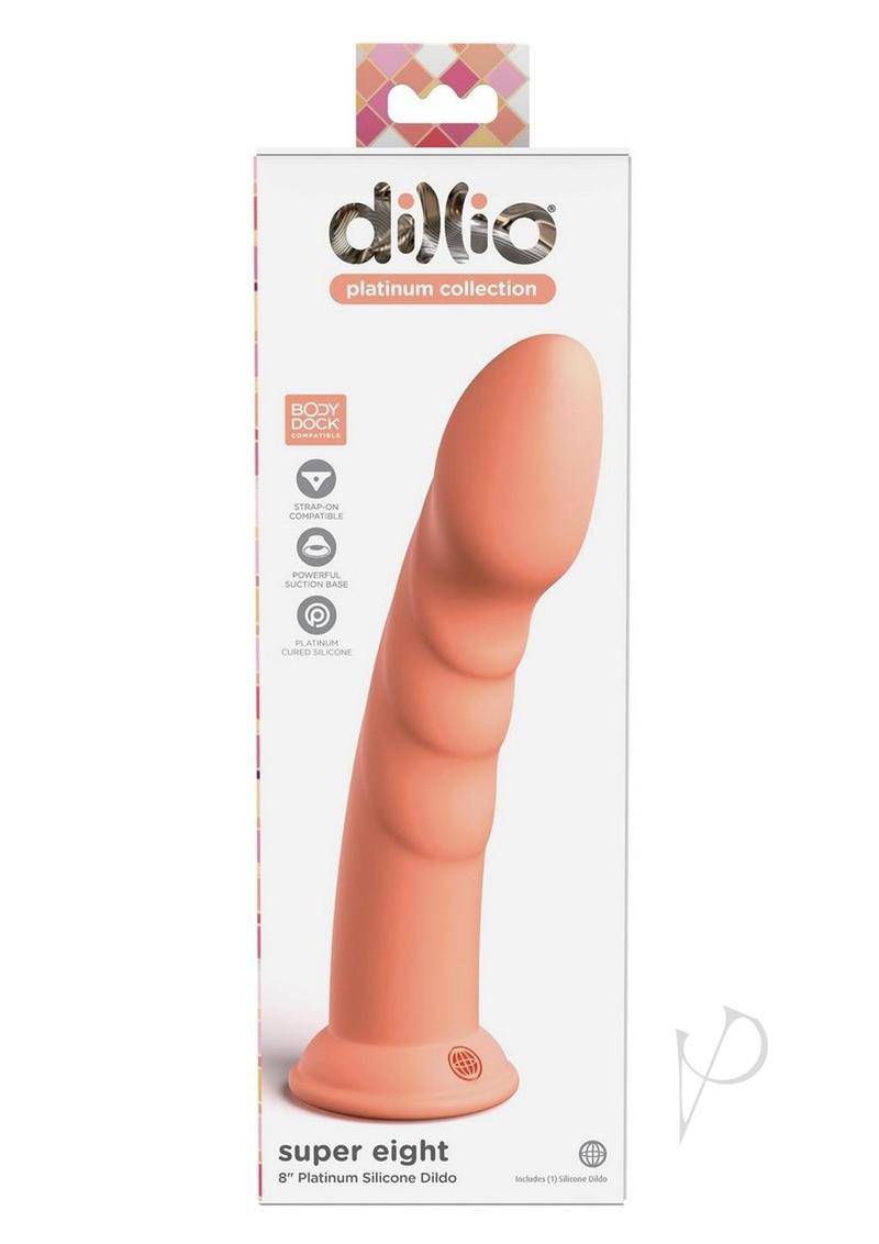 Dillio Platinum Super Eight Silicone Dildo 8in - Orange - Chambre Rouge