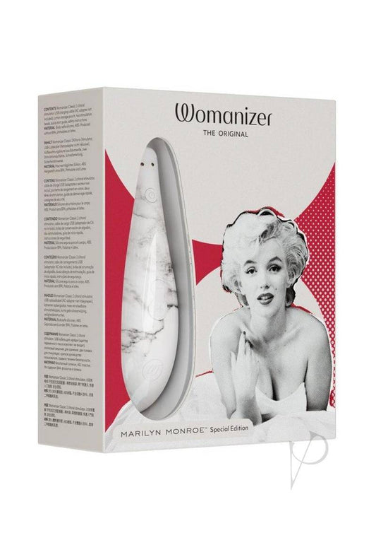 Womanizer Marilyn Monroe Special Edition Rechargeable Clitoral Stimulator - White Marble - Chambre Rouge