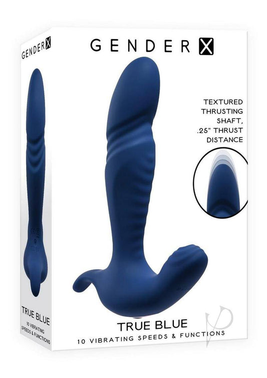 Gender X True Blue Rechargeable Silicone Thrusting Anal Vibrator - Blue - Chambre Rouge