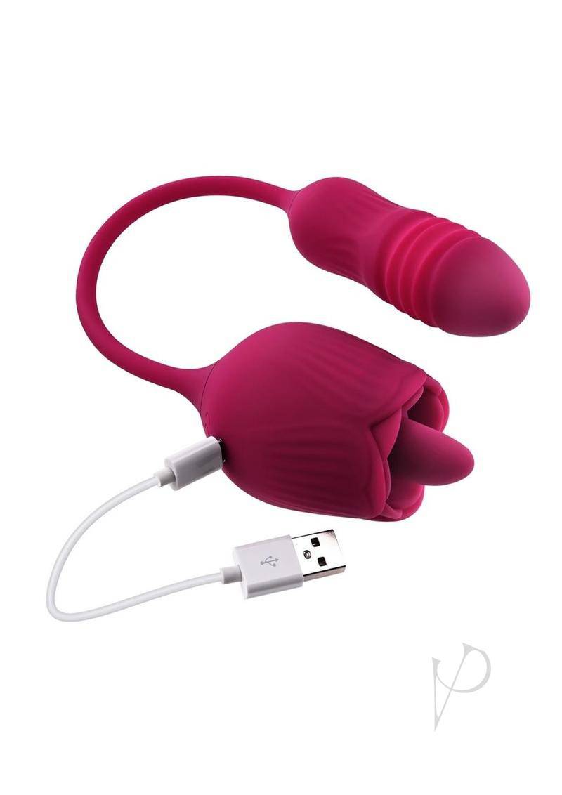 Wild Rose Rechargeable Silicone Clitoral Stimulator - Red - Chambre Rouge