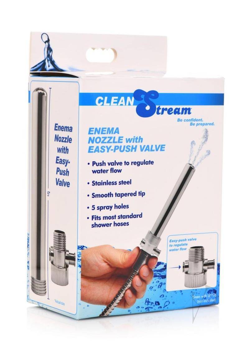 CleanStream Enema Nozzle Stainless Steel with Push Valve - Chambre Rouge