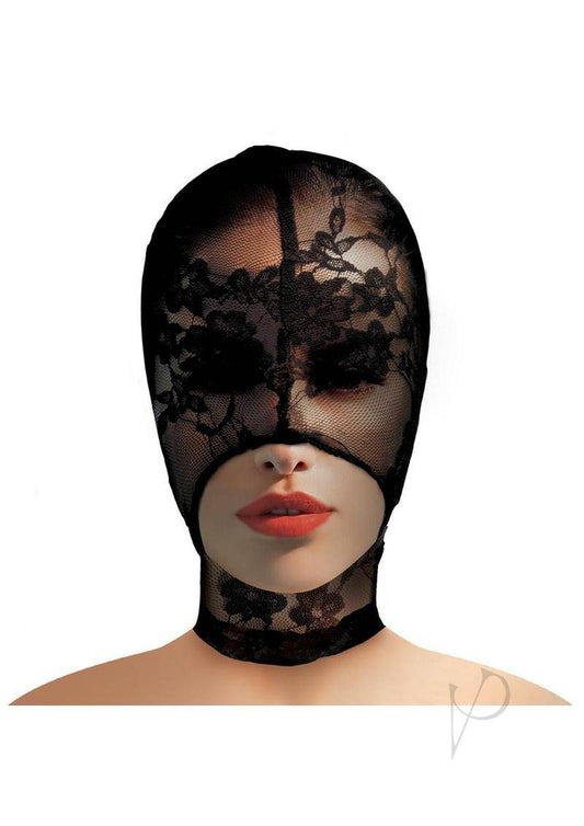 Master Series Lace Seduction Lace Bondage Hood - Black - Chambre Rouge