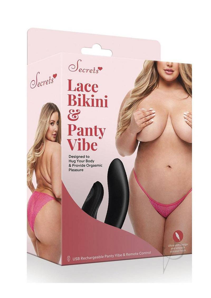 Secrets Lace Panty & Rechargeable Remote Control Panty Vibe - Queen - Pink - Chambre Rouge