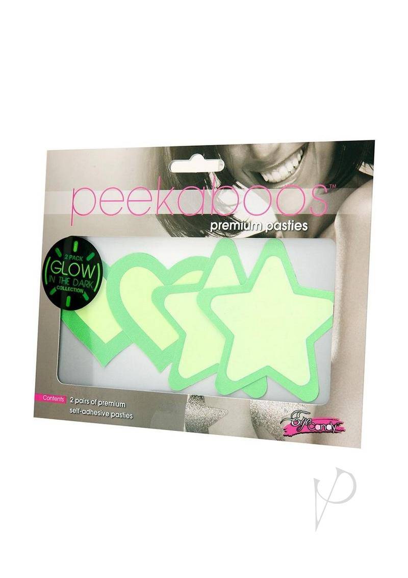 Peekaboo Glow In The Dark Hearts & Stars Pasties - Green - Chambre Rouge