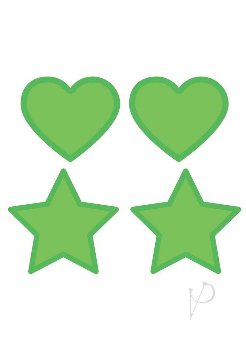 Peekaboo Glow In The Dark Hearts & Stars Pasties - Green - Chambre Rouge