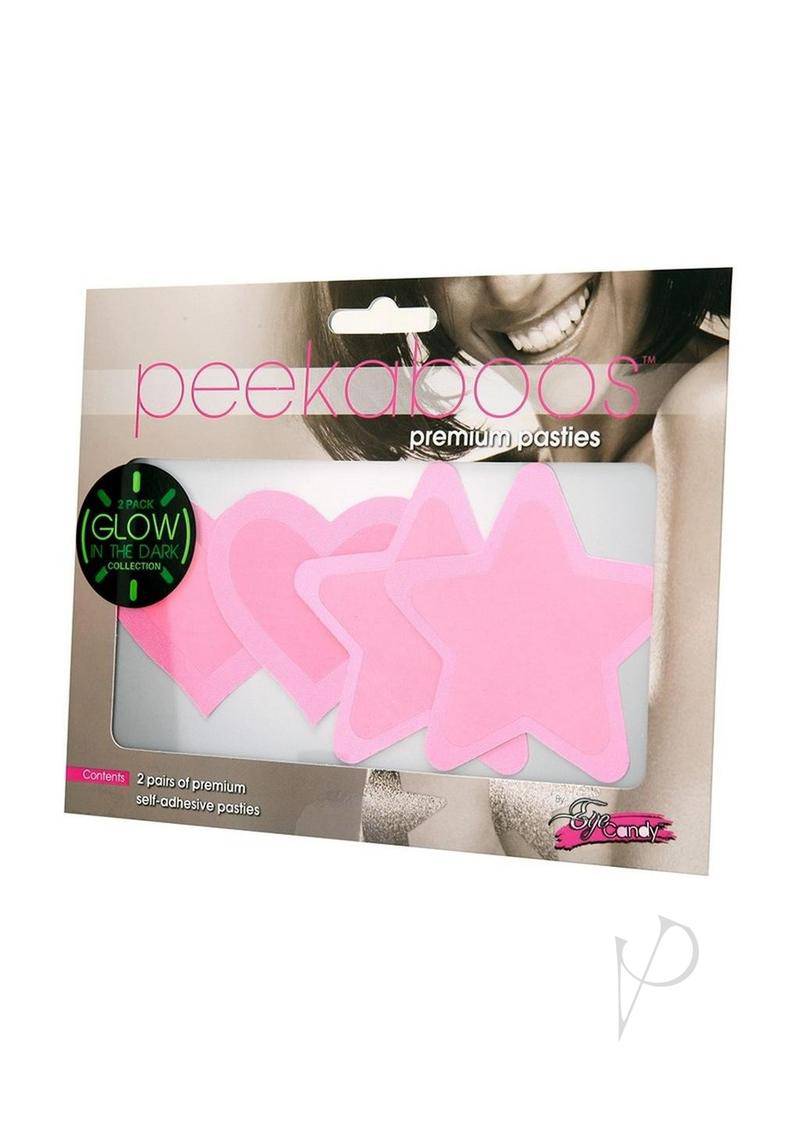 Peekaboo Glow In The Dark Hearts & Stars Pasties - Hot Pink - Chambre Rouge