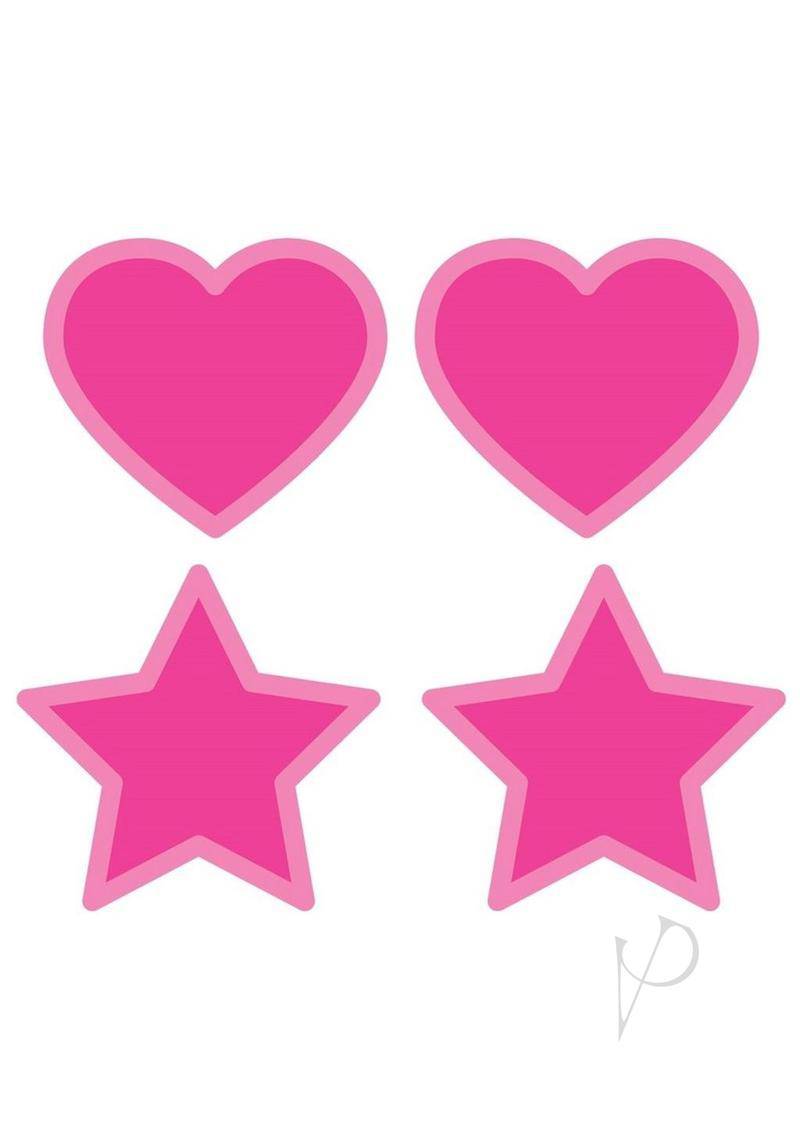 Peekaboo Glow In The Dark Hearts & Stars Pasties - Hot Pink - Chambre Rouge