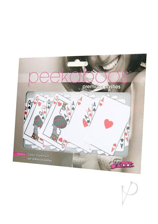 Peekaboo Queens & Aces Pasties - White - Chambre Rouge