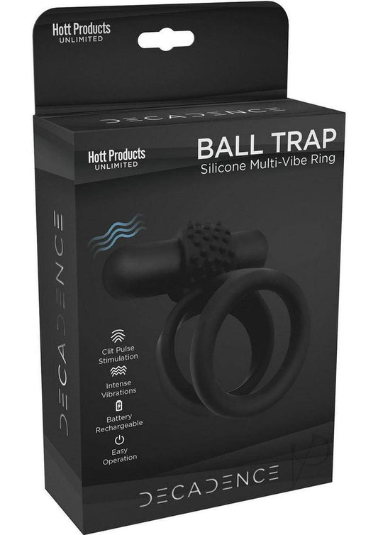 Decadence Ball Trap Silicone Cock & Ball Strap - Black - Chambre Rouge