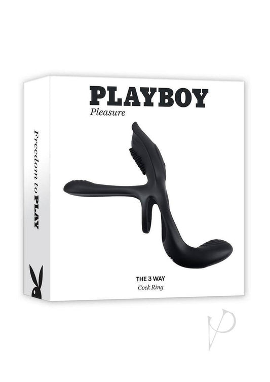 Playboy The 3 Way Rechargeable Silicone Cock Ring - Black - Chambre Rouge
