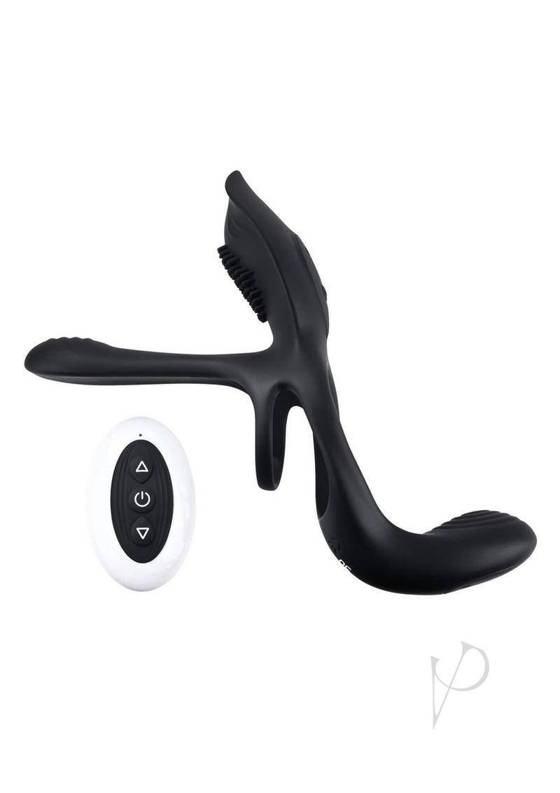 Playboy The 3 Way Rechargeable Silicone Cock Ring - Black - Chambre Rouge